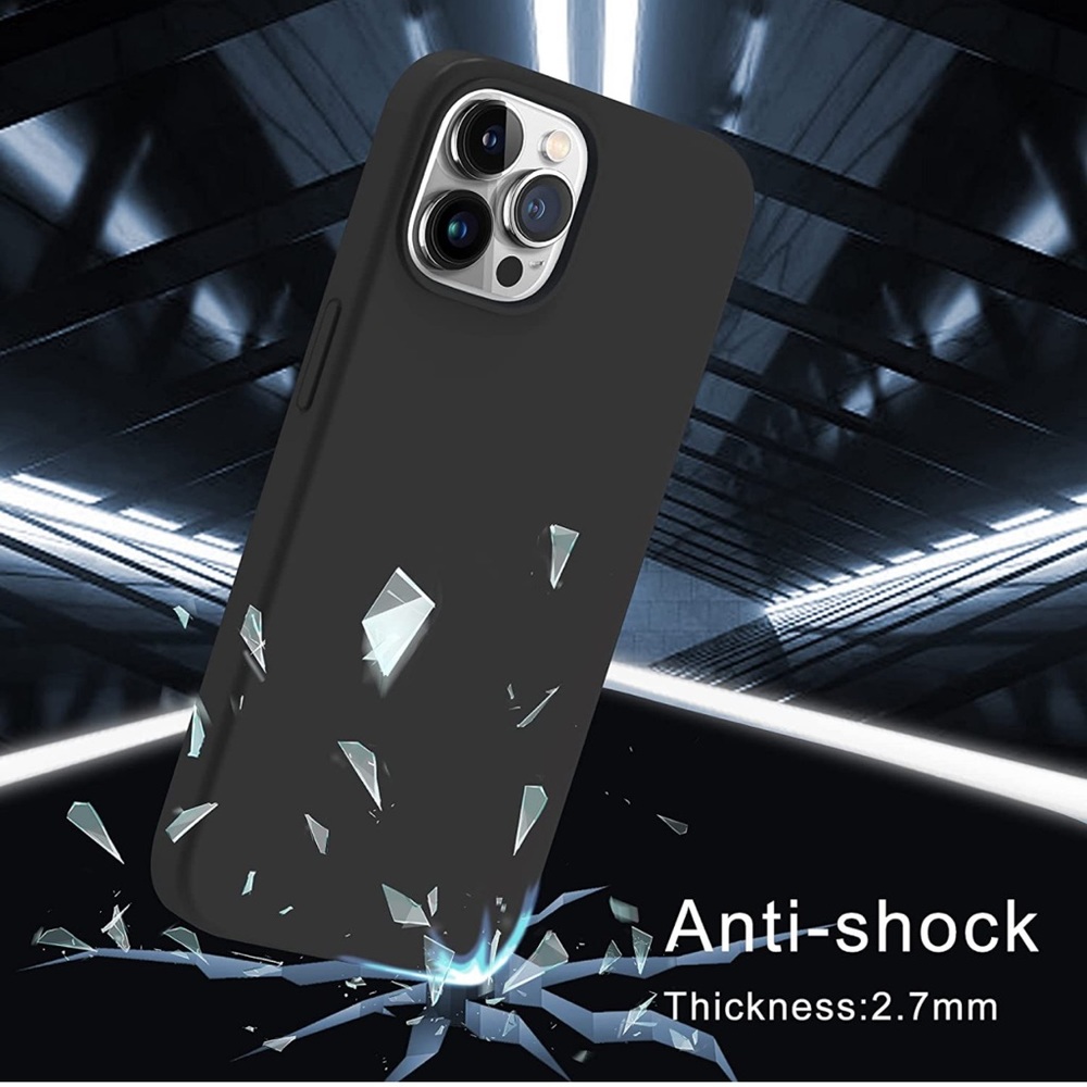 iPhone 13 Pro Max Case,Slim Gel Rubber Full Body Protection Shockproof- Black
